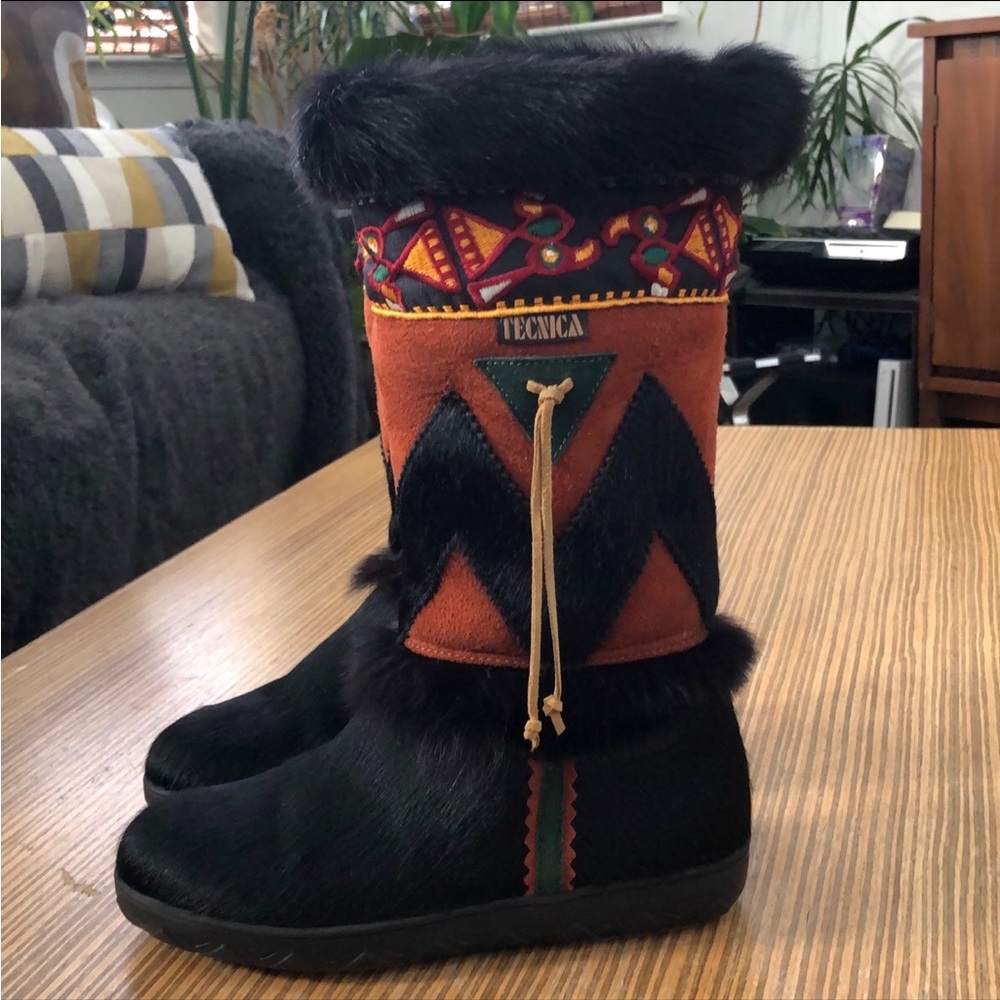 TECNICA Goat Fur and Suede Tall Boots 
Size 7